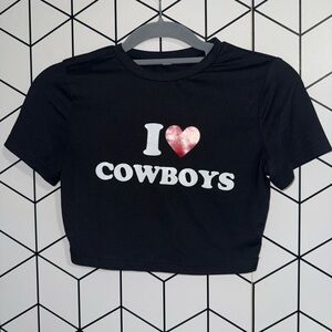 Black "I ♥ Cowboys" Crop Tee